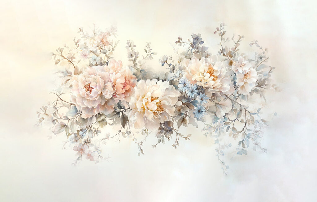 Schilderij van bloemen op een wit oppervlak Schilderij van bloemen op een wit oppervlak