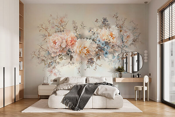 Schilderij van bloemen op een wit oppervlak Schilderij van bloemen op een wit oppervlak