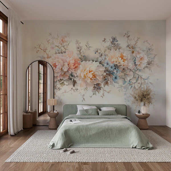 Schilderij van bloemen op een wit oppervlak Schilderij van bloemen op een wit oppervlak