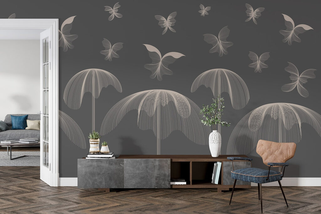 Butterflies and butterflies flying in the sky