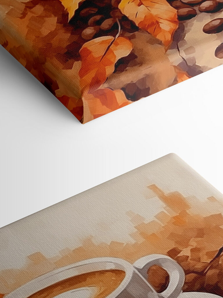 Coffee cup and beans on a saucer