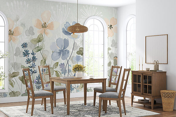 Schilderij van bloemen en bladeren Schilderij van bloemen en bladeren