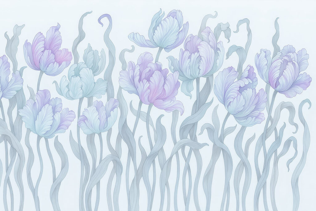 Groep bloemen met bladeren Groep bloemen met bladeren