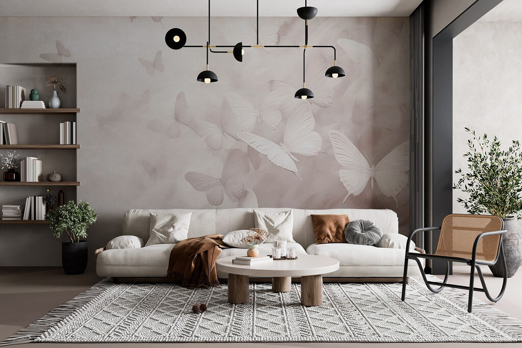 Group of butterflies flying