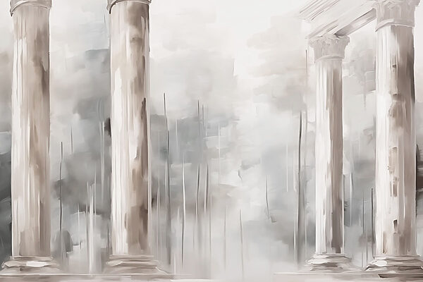 Schilderij van een gebouw met zuilen Schilderij van een gebouw met zuilen
