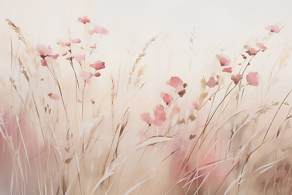 Veld met roze bloemen Veld met roze bloemen