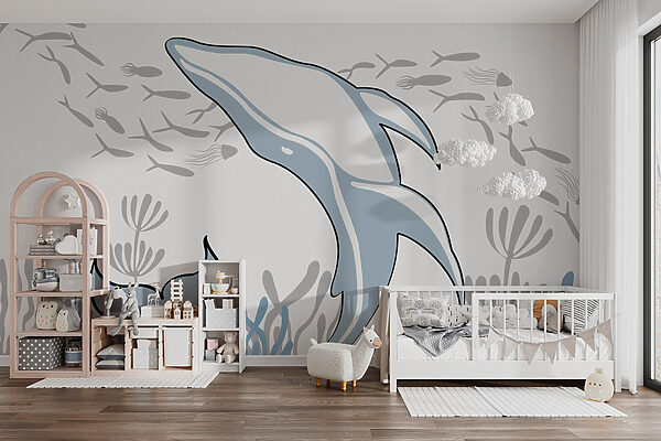 Dolphin swimming in the ocean Dolphin swimming in the ocean