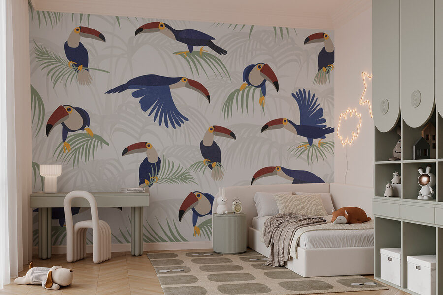 Patroon van vogels en planten