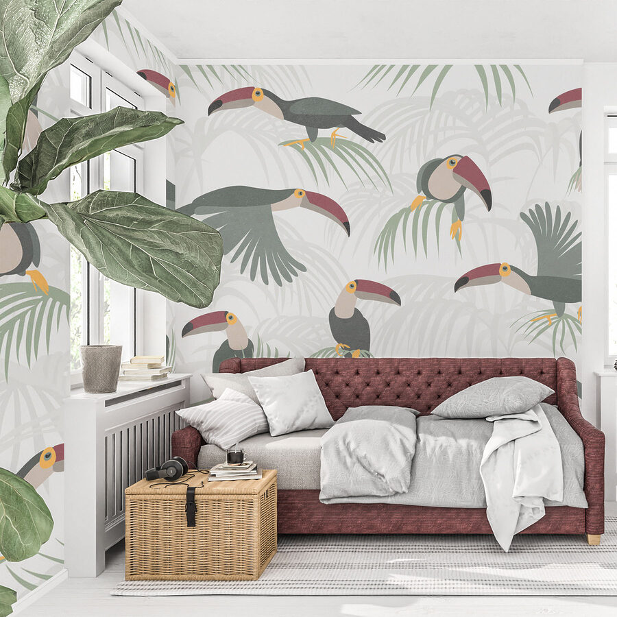 Patroon van vogels en planten