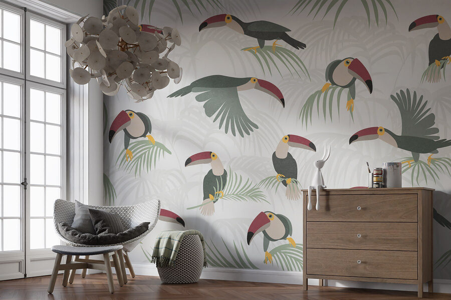 Patroon van vogels en planten