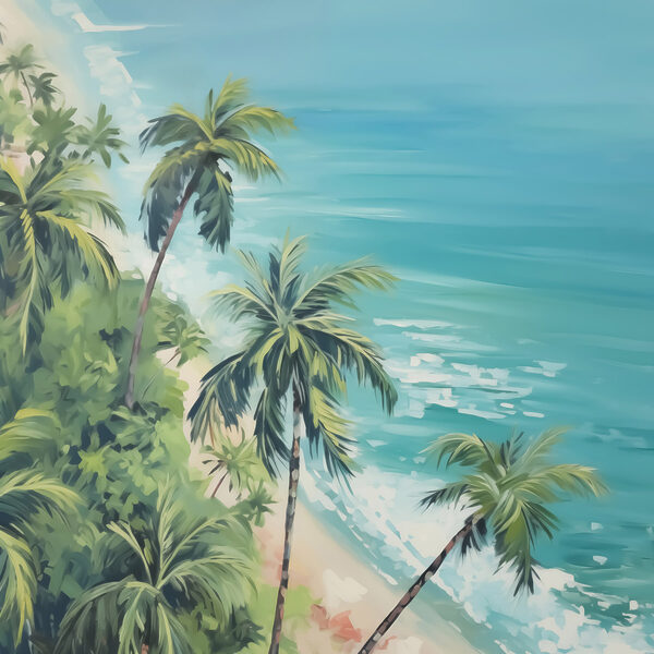Strand met palmbomen en blauw water Strand met palmbomen en blauw water