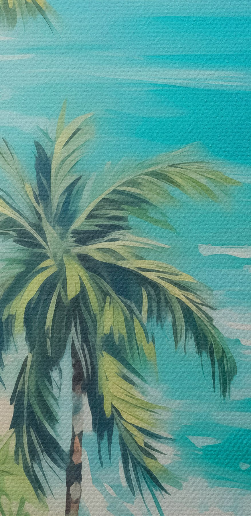 Strand met palmbomen en blauw water