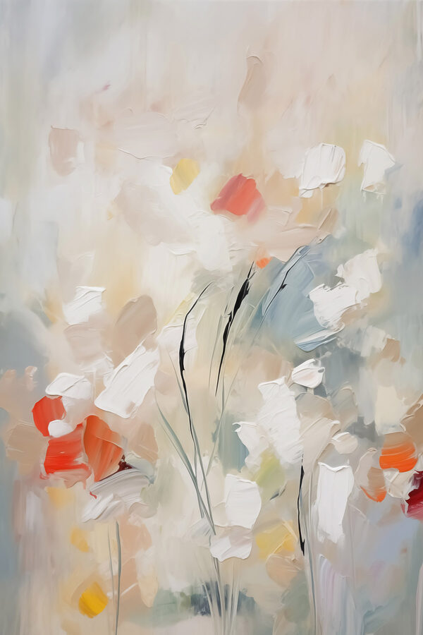 Schilderij van bloemen op een muur Schilderij van bloemen op een muur