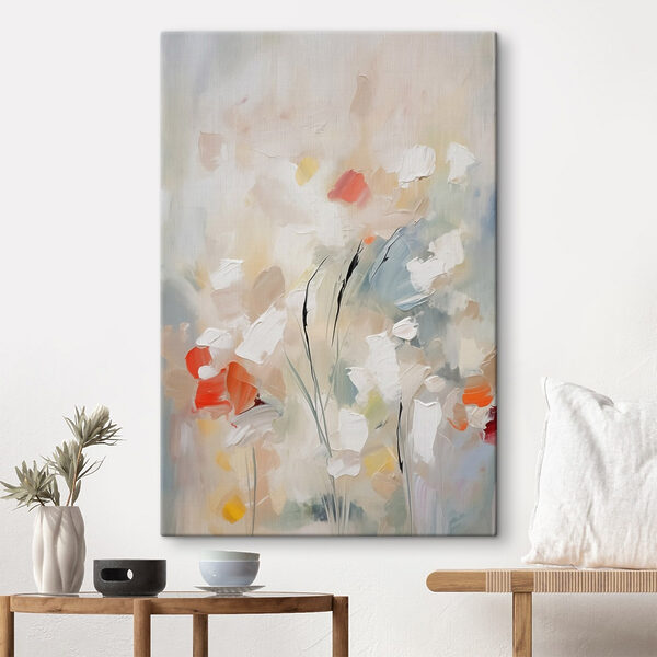 Schilderij van bloemen op een muur Schilderij van bloemen op een muur