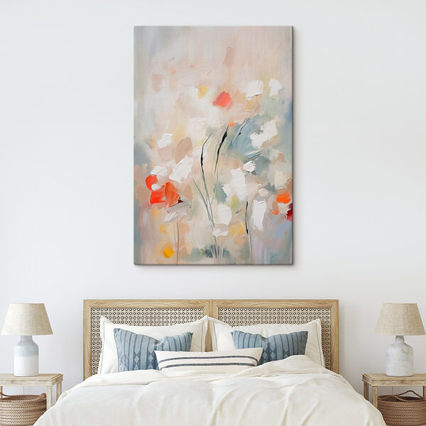 Schilderij van bloemen op een muur Schilderij van bloemen op een muur