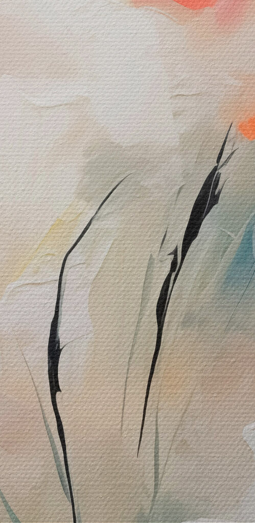 Painting of flowers on a wall Painting of flowers on a wall