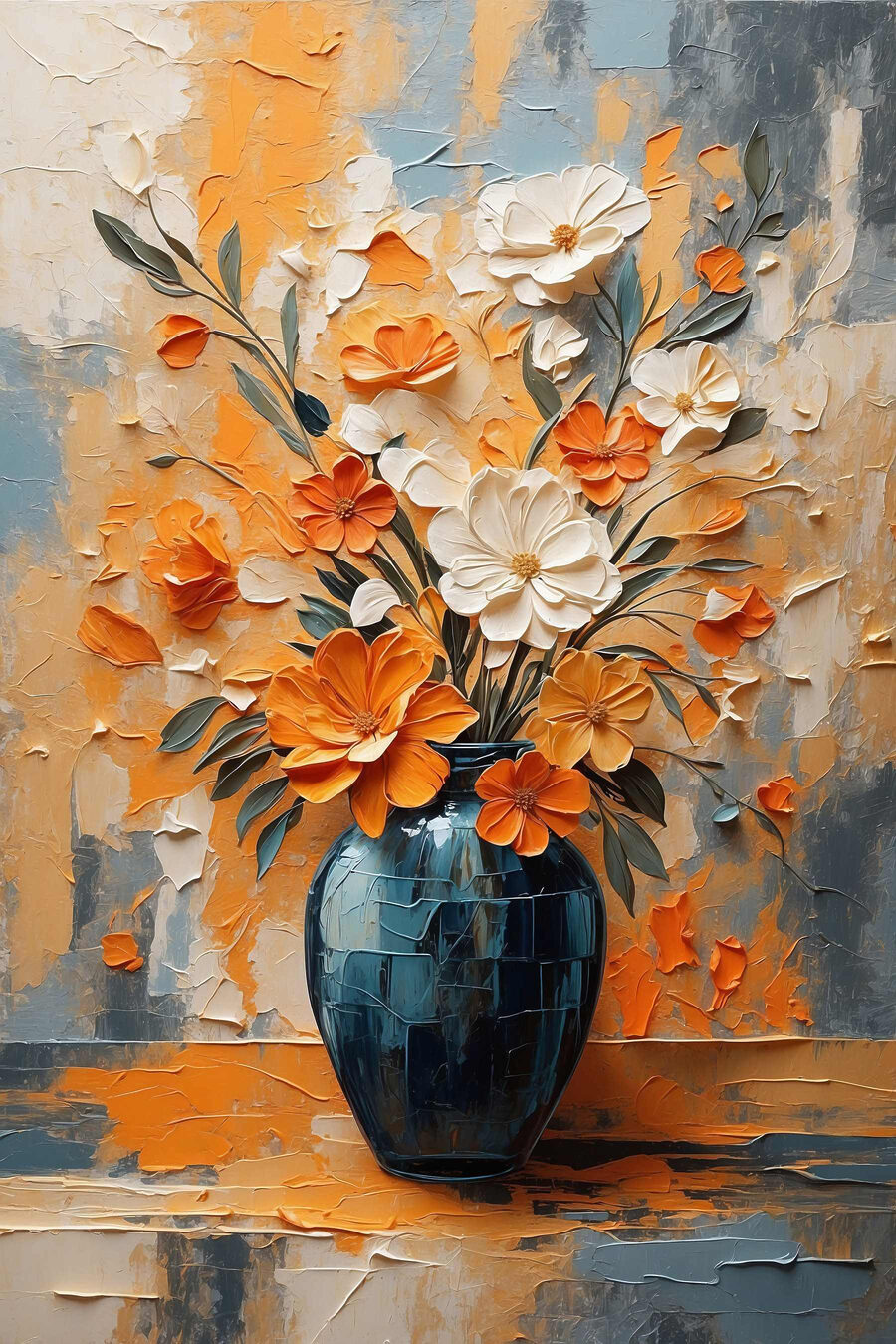Schilderij van bloemen in een vaas