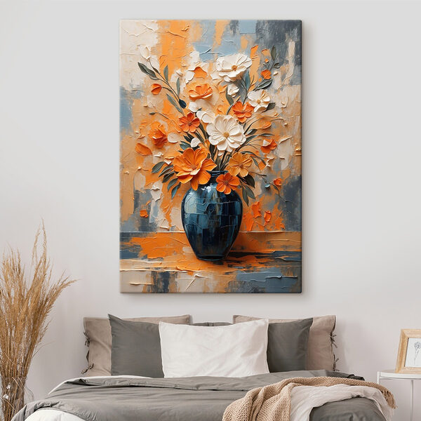 Schilderij van bloemen in een vaas Schilderij van bloemen in een vaas