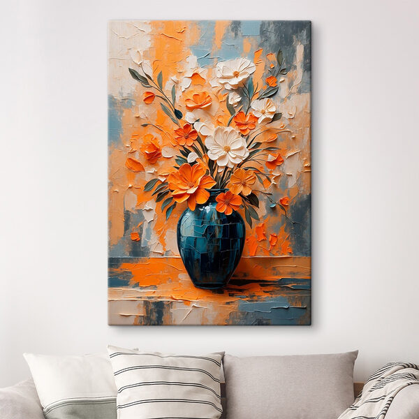 Schilderij van bloemen in een vaas Schilderij van bloemen in een vaas