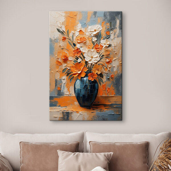 Schilderij van bloemen in een vaas Schilderij van bloemen in een vaas
