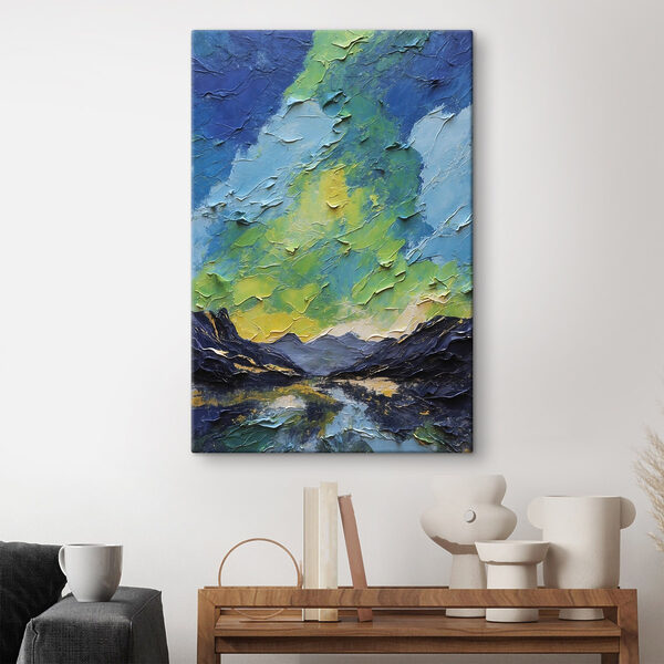 Schilderij van bergen en wolken Schilderij van bergen en wolken
