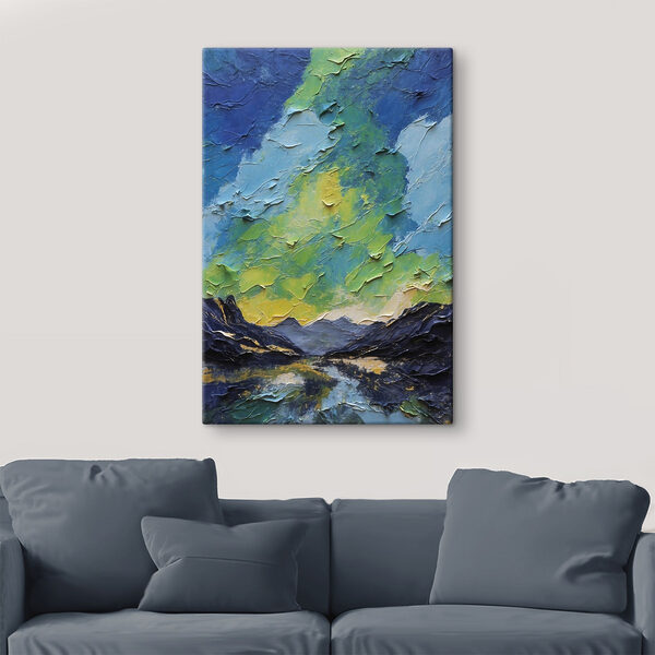 Schilderij van bergen en wolken Schilderij van bergen en wolken