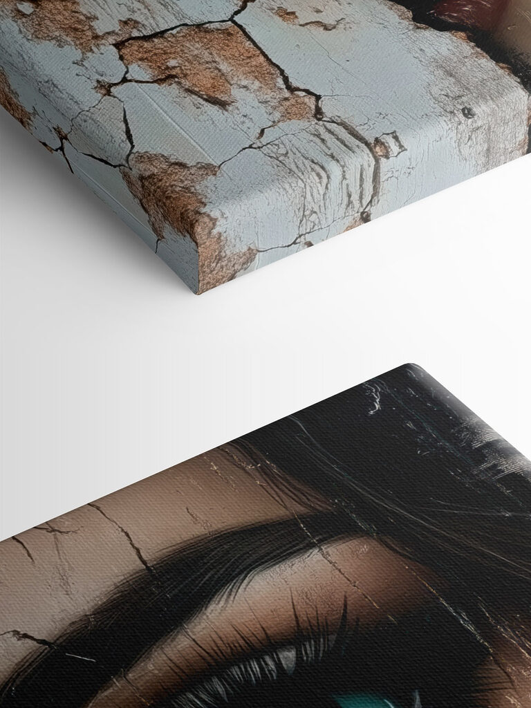 Woman's face with a cracked wall Woman's face with a cracked wall