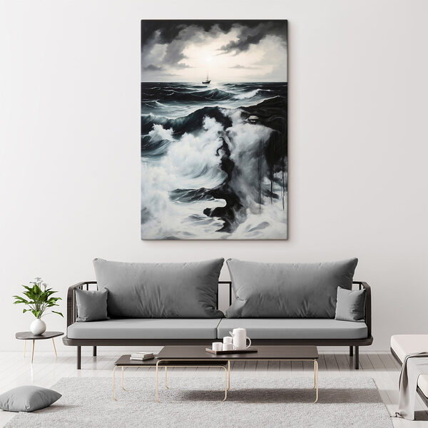 Schilderij van een schip in de oceaan Schilderij van een schip in de oceaan