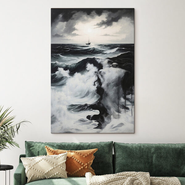 Schilderij van een schip in de oceaan Schilderij van een schip in de oceaan