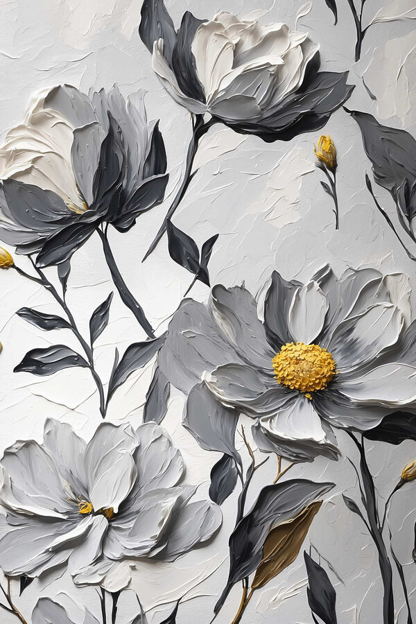 Schilderij van bloemen op een wit oppervlak Schilderij van bloemen op een wit oppervlak
