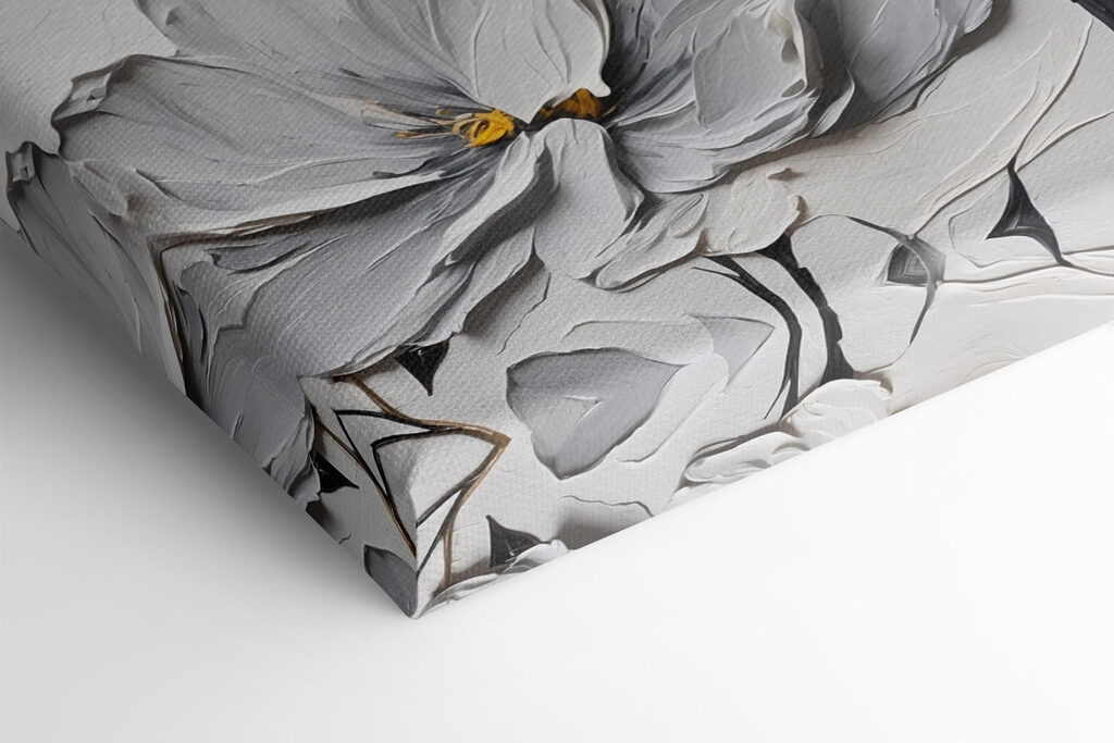 Painting of flowers on a white surface Painting of flowers on a white surface