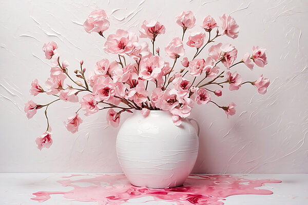 Vaas met roze bloemen Vaas met roze bloemen