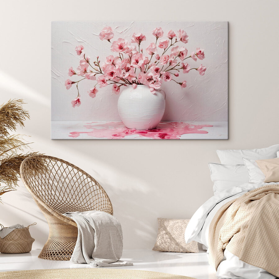 Vaas met roze bloemen
