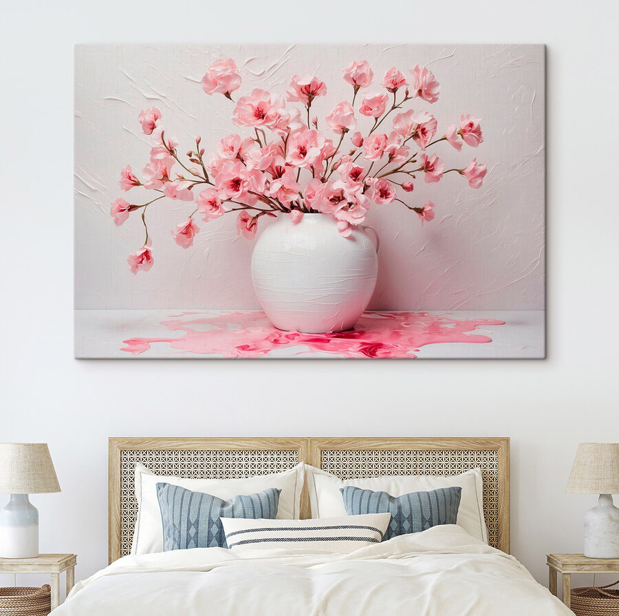 Vaas met roze bloemen