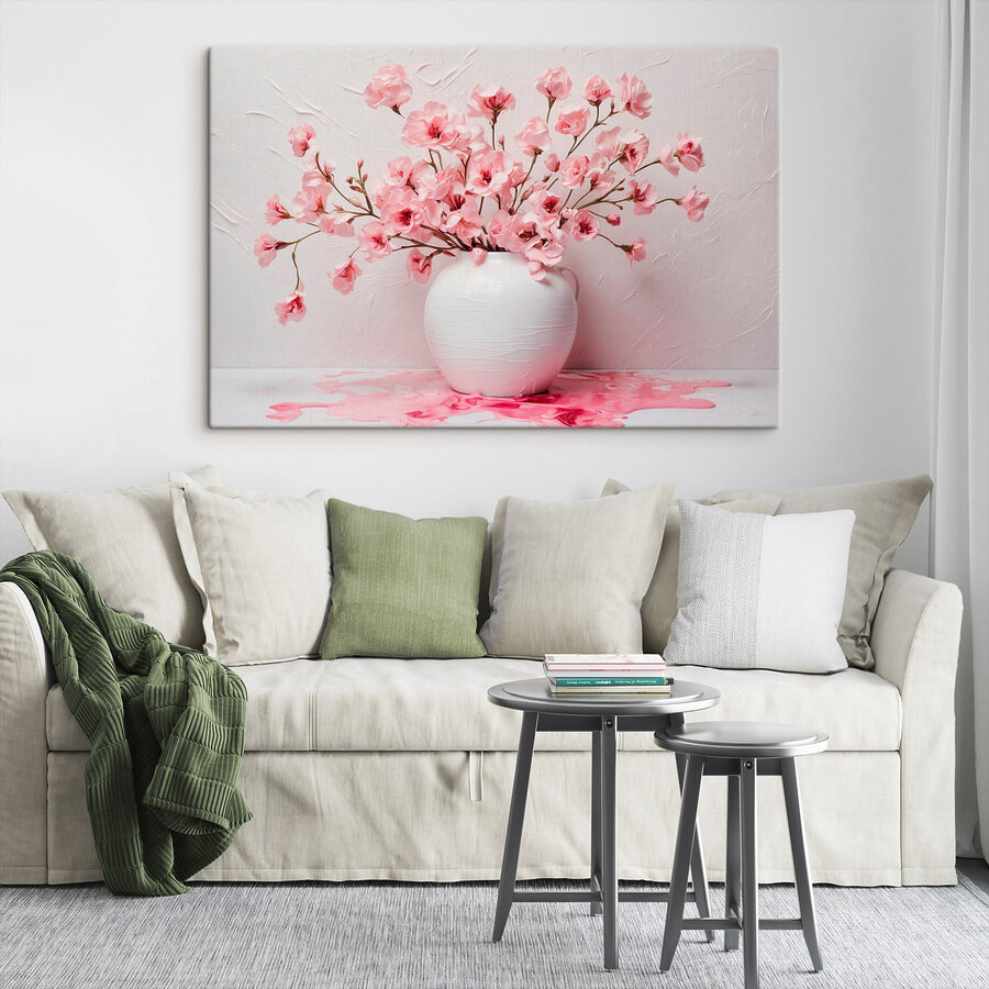 Vaas met roze bloemen