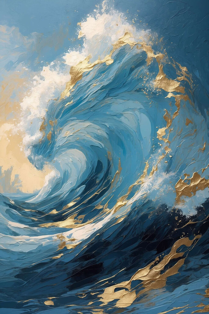 Majestic wave in vibrant blues