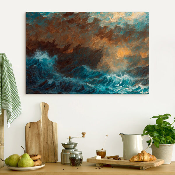 Canvas Schilderijen Canvas Schilderijen Schilderij van golven die de oceaan in slaan (Artikelnummer: s44086)
