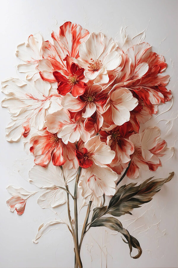 Schilderij van bloemen op een wit oppervlak Schilderij van bloemen op een wit oppervlak