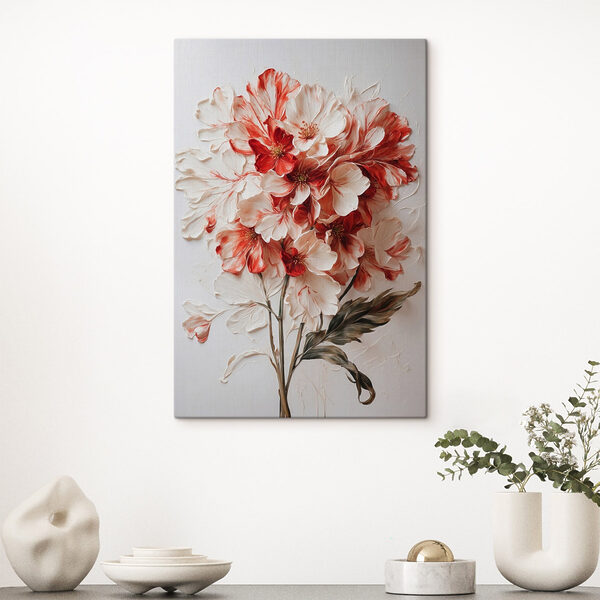 Schilderij van bloemen op een wit oppervlak Schilderij van bloemen op een wit oppervlak