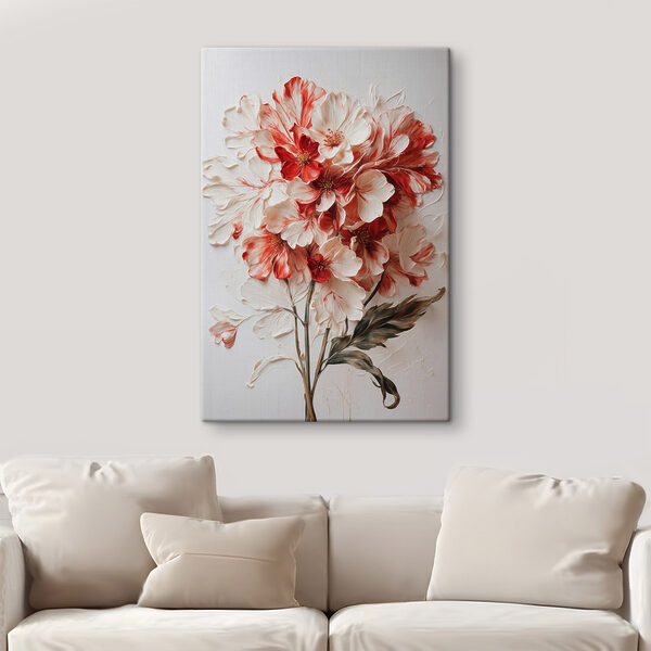 Schilderij van bloemen op een wit oppervlak Schilderij van bloemen op een wit oppervlak