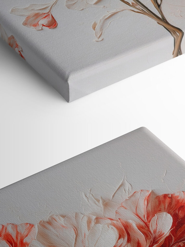 Painting of flowers on a white surface