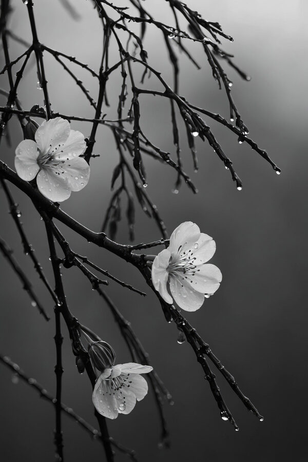 Delicate bloemen onder zachte regen. Delicate bloemen onder zachte regen.