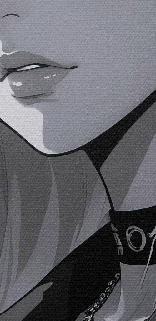 Woman with long blonde hair wearing headphones