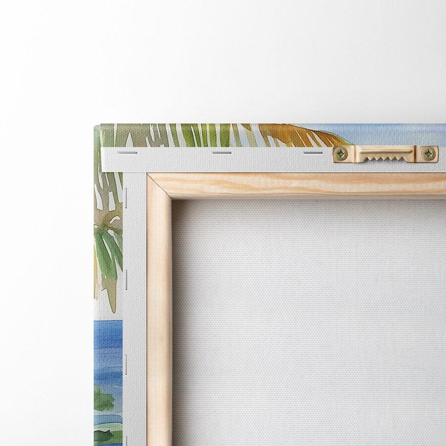 Aquarel van een strand en oceaan