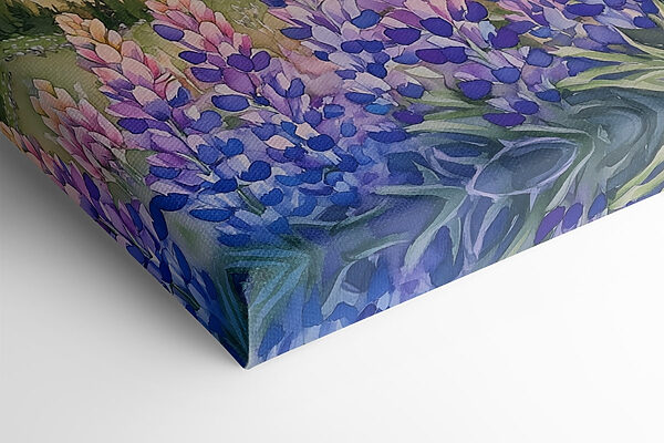 Schilderij van bloemen en bergen Schilderij van bloemen en bergen