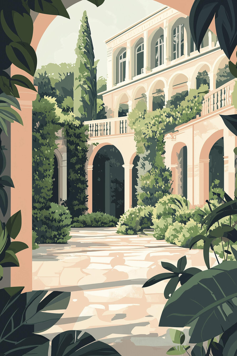 Gebouw met balkon en planten