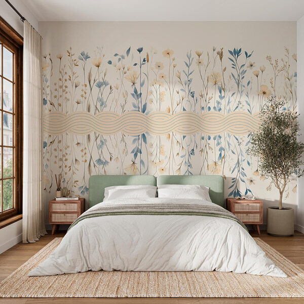 Bloemenpatroon met blauwe en witte bloemen Bloemenpatroon met blauwe en witte bloemen