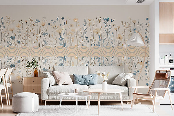 Bloemenpatroon met blauwe en witte bloemen Bloemenpatroon met blauwe en witte bloemen