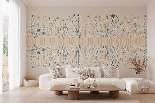Bloemenpatroon met blauwe en witte bloemen Bloemenpatroon met blauwe en witte bloemen