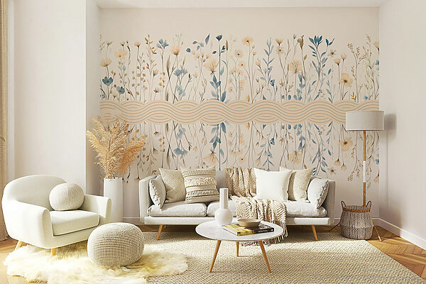 Bloemenpatroon met blauwe en witte bloemen Bloemenpatroon met blauwe en witte bloemen